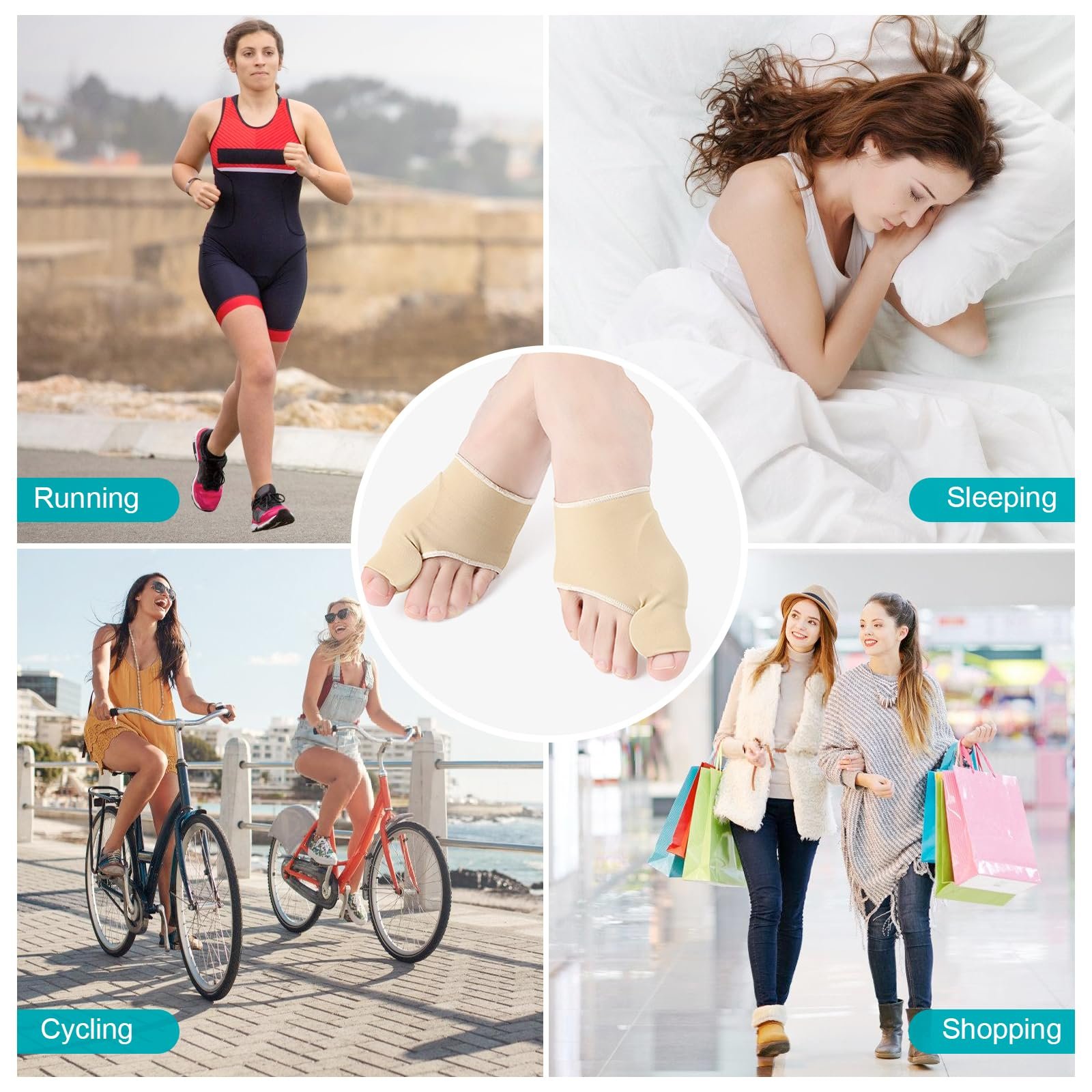 Носки Hallux Valgus, Коррекция Hallux Valgus, Корректор большого пальца стопы Hallux Valgus, Повязка для большого пальца стопы, Повязка Hallux Valgus с силиконовыми подушечками для мужчин и женщин (37-43 M, телесный цвет), фото №7