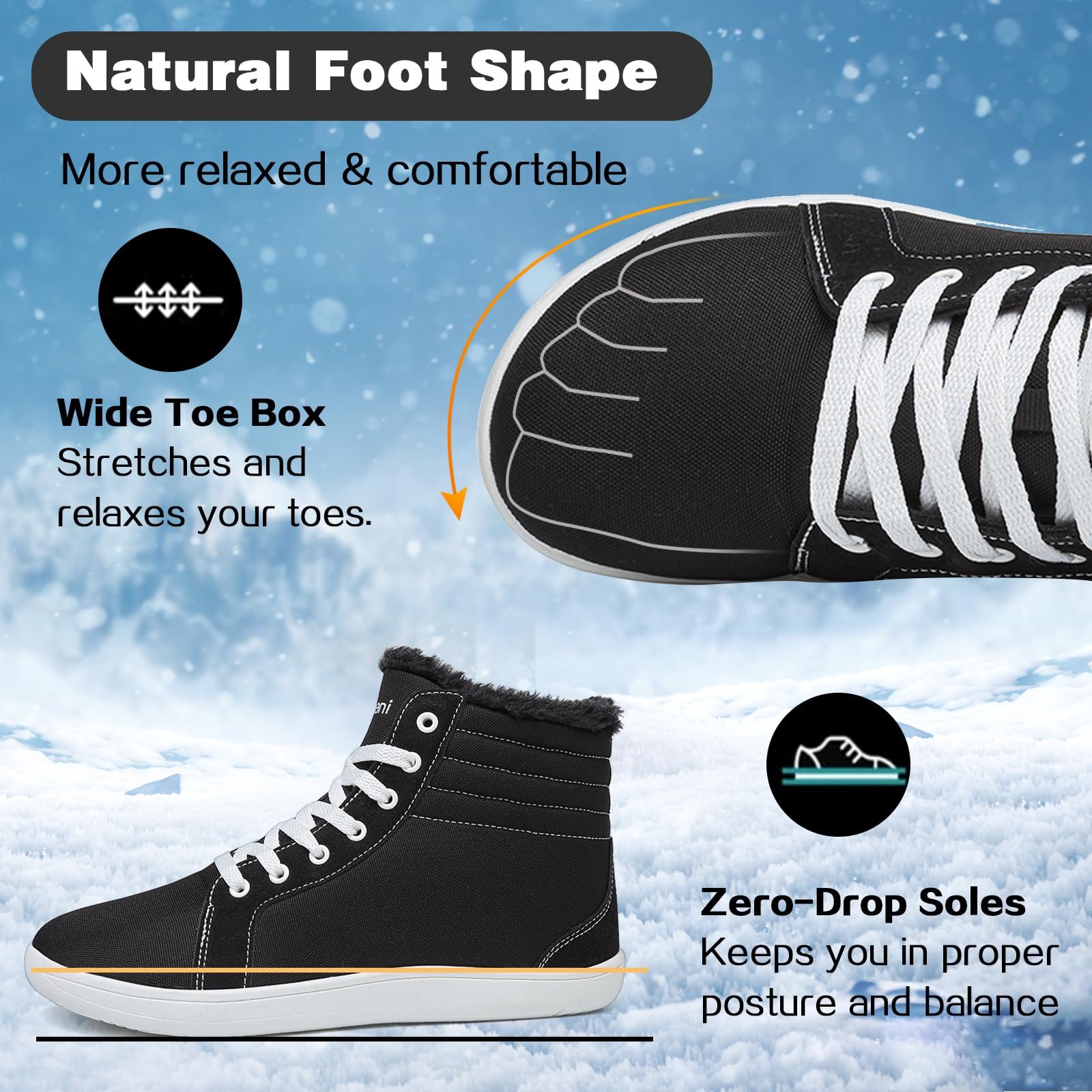 Черевики Barefoot Shoes Winter men Жіночі зимові утеплені чоботи з нековзною підошвою, фото №3