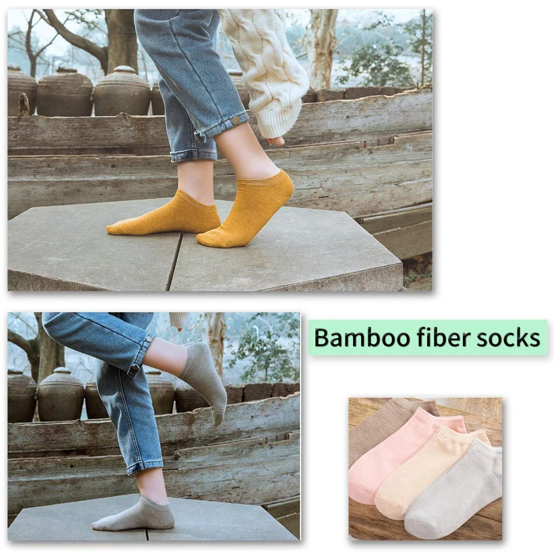 Жіночі шкарпетки-слідки короткі 5 пар Бамбукові, фото №3