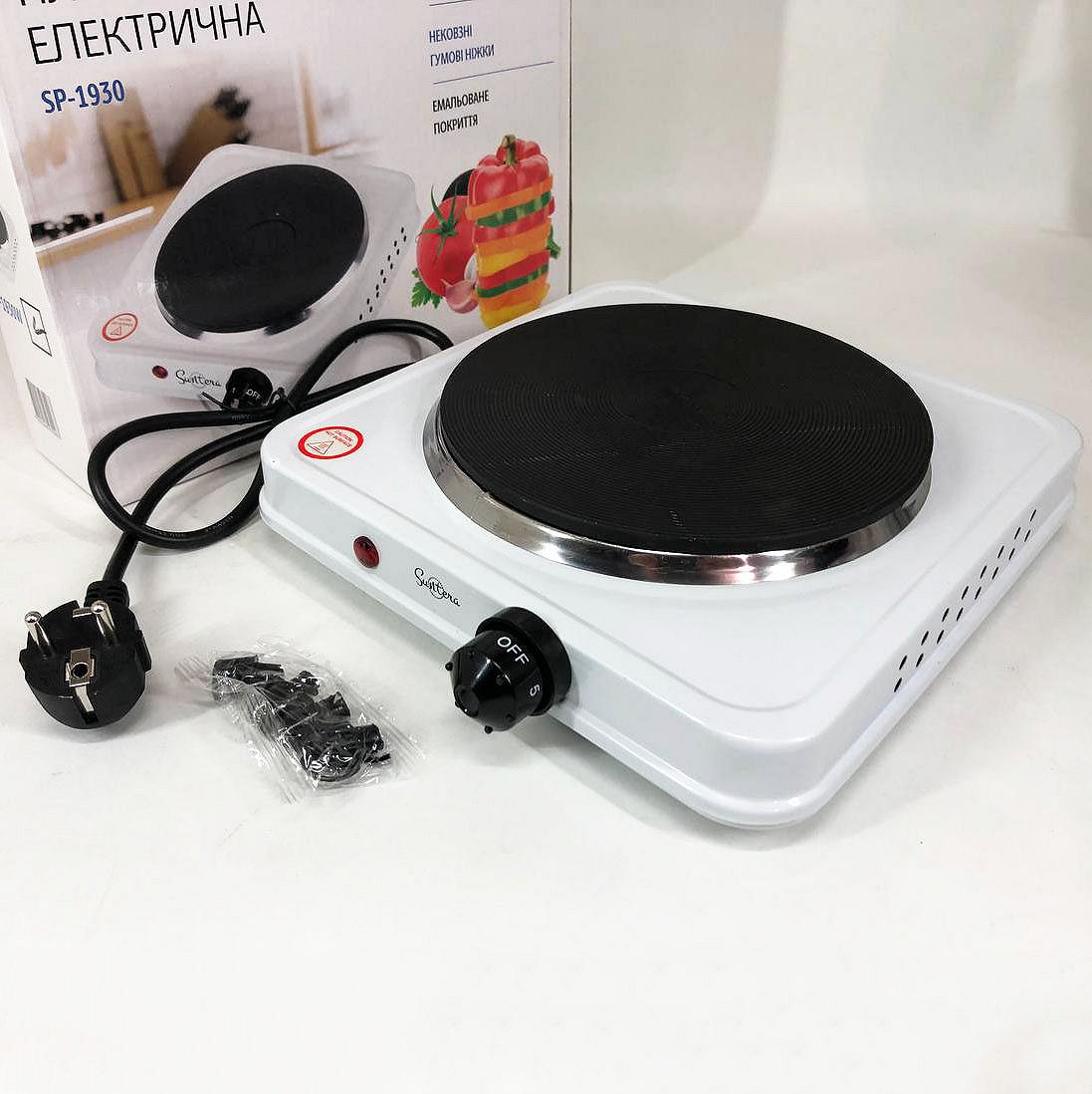 Плита электрическая Suntera SP-1930, электроплита 1 комфорка кухонна Цвет белый ws31978, фото №5