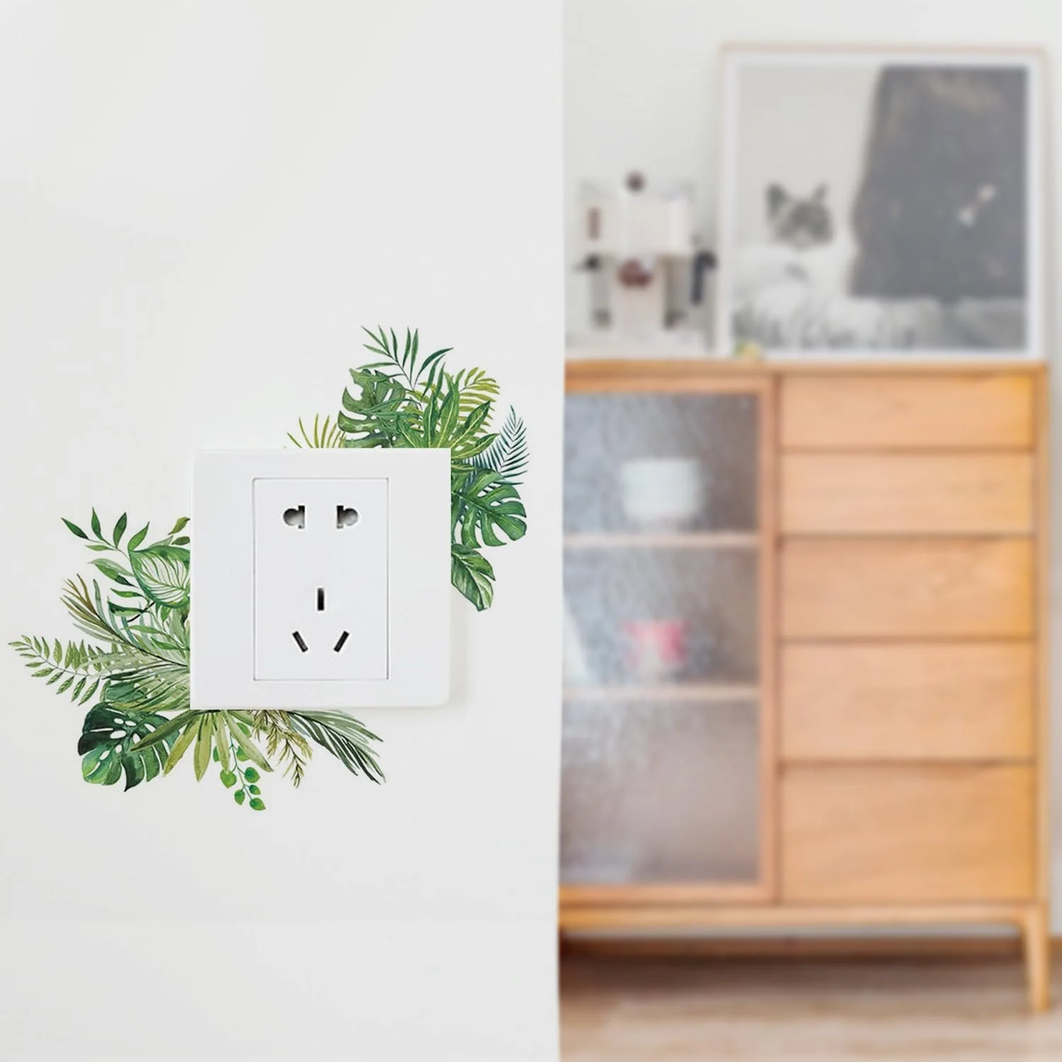 Наклейки на стіну Зелене листя та рослина 3 шт. PVC Зелений, фото №4