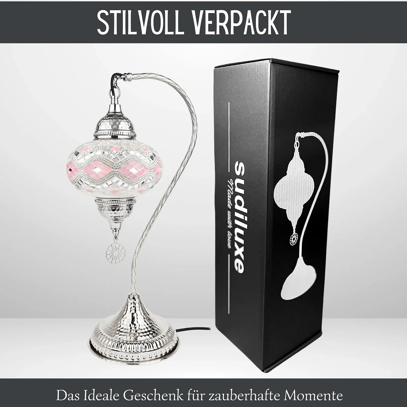 Дизайнерська настільна лампа Стильна Мозаїчна Срібляста, фото №5