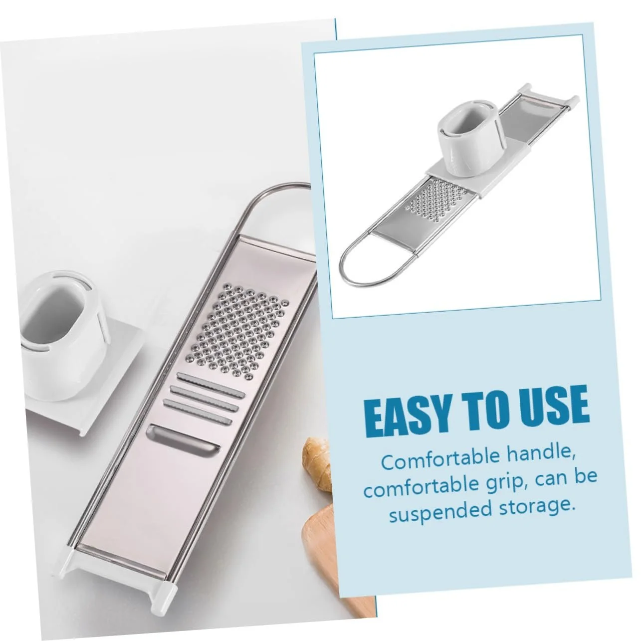 Ручна терка VALICLUD з нержавіючої сталі для овочів, сиру з захистом для рук, фото №7