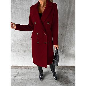Женское Двубортное Шерстяное Пальто с Отложным Воротником, Зимнее цена на synthetic.ua - Фото 1 Женское Двубортное Шерстяное Пальто с Отложным Воротником, Зимнее synthetic.ua - Фото 1