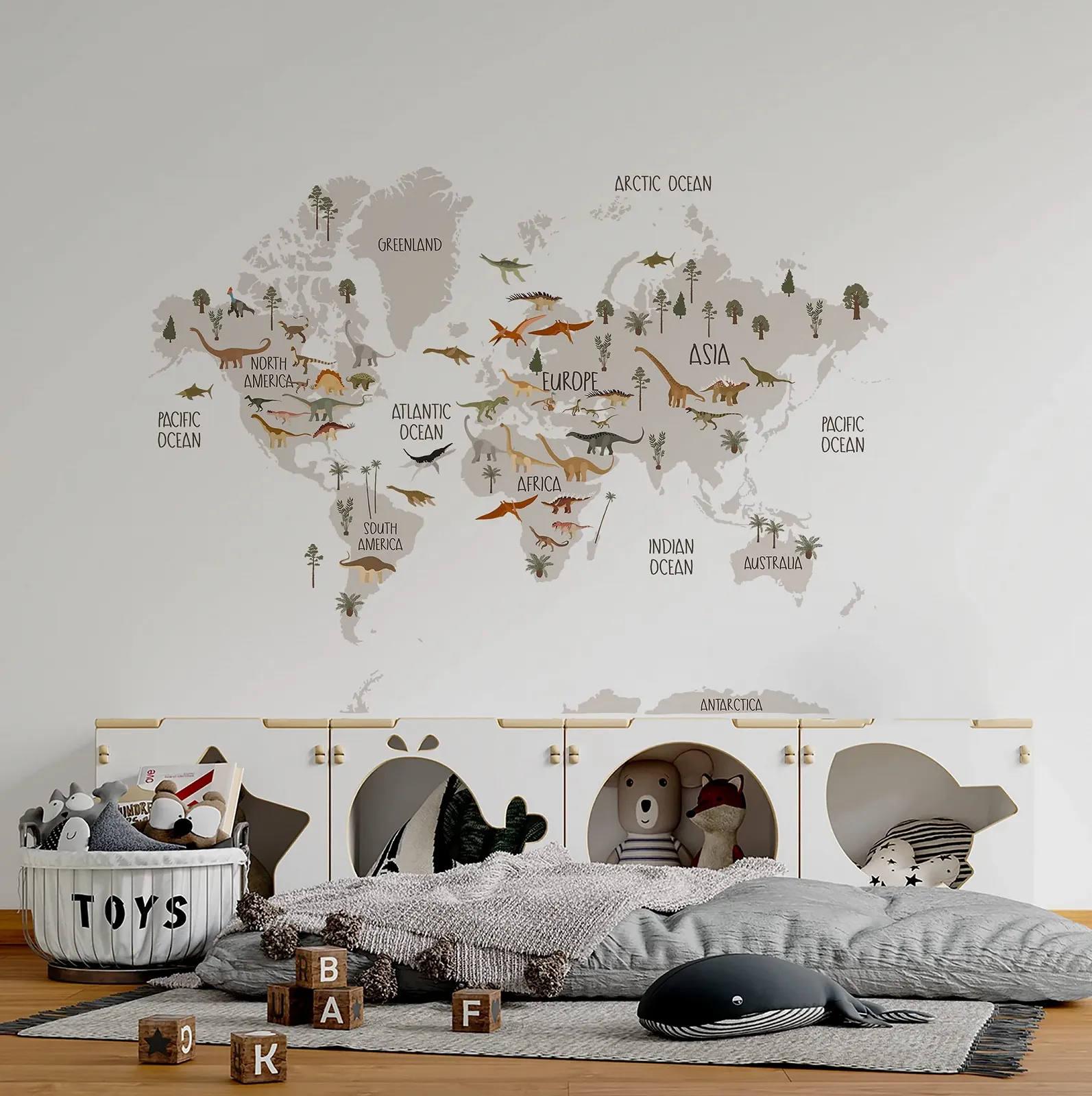 Наклейка на стену Dinosaur Wall Map Динозавры Jurassic World, фото №4