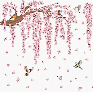 Наклейка на стіну Рожева сакура XXL 95 x 122 см Рожевий - Фото 1