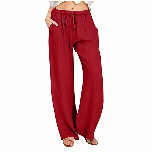 Штаны карго tsaChick Baggy летние женские легкие длинные широкие повседневные однотонные льняные термо колготки с широкими штанинами KZD35 - Фото 1