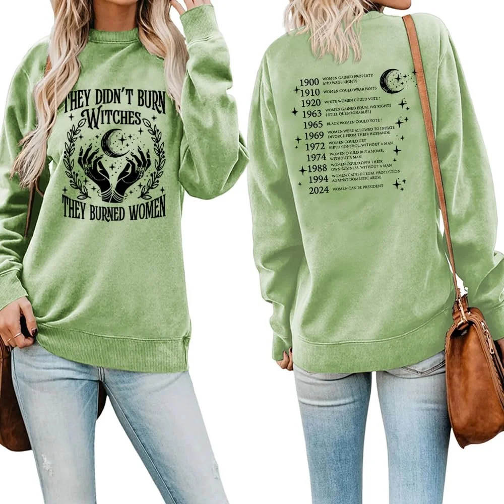 Свитшот MLZHAN Они сожгли женщин, а не ведьм, с круглым вырезом и длинными рукавами, повседневная рубашка, фото №1