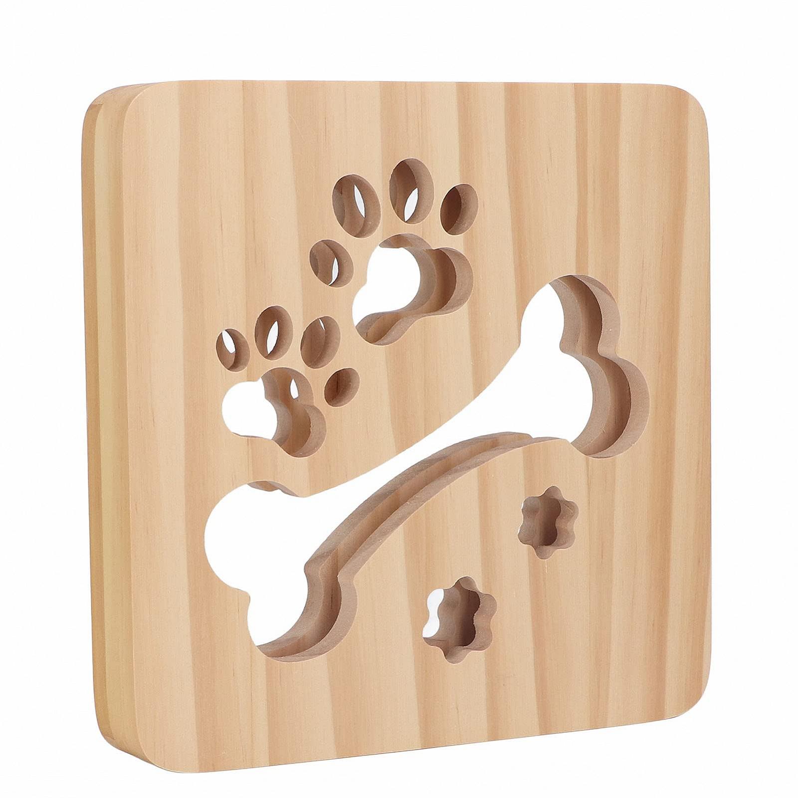 Ночник LetCart Kids 3D Лампа Bone Paw Print Детский Деревянный Светодиодный Ночник, фото №5