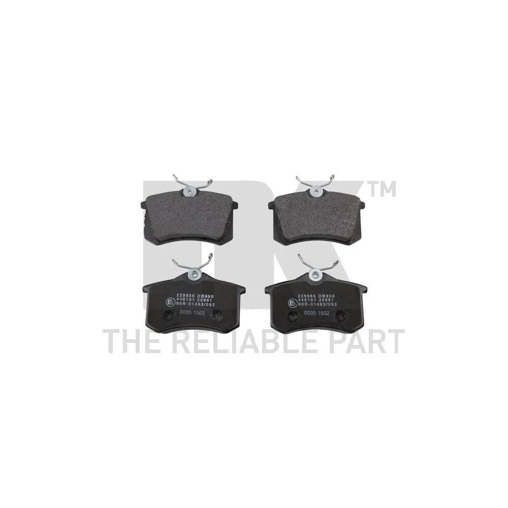 Комплект тормозных колодок, дисковый тормоз NK 229986 для AUDI CITROËN FORD MG PEUGEOT SEAT, фото №1 Комплект тормозных колодок, дисковый тормоз NK 229986 для AUDI CITROËN FORD MG PEUGEOT SEAT, фото №1
