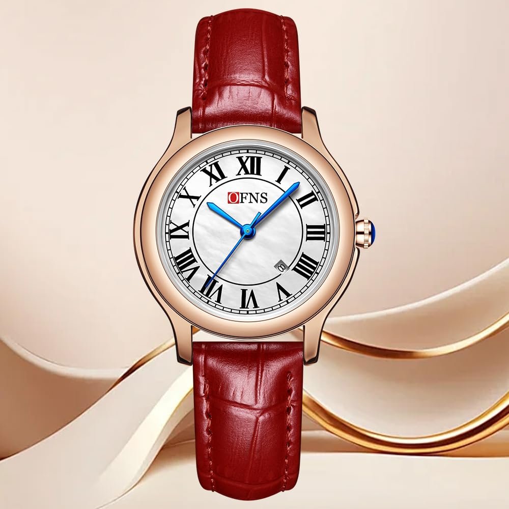 Женские Кварцевые Часы Forrader Classic Business, Ремешок из нержавеющей стали, Натуральная Кожа, Элегантные Римские Цифры, Календарь, фото №3