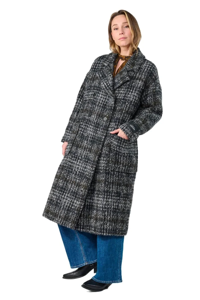 Пальто Le Temps des Cerises Aklys довге в клітинку, фото №1