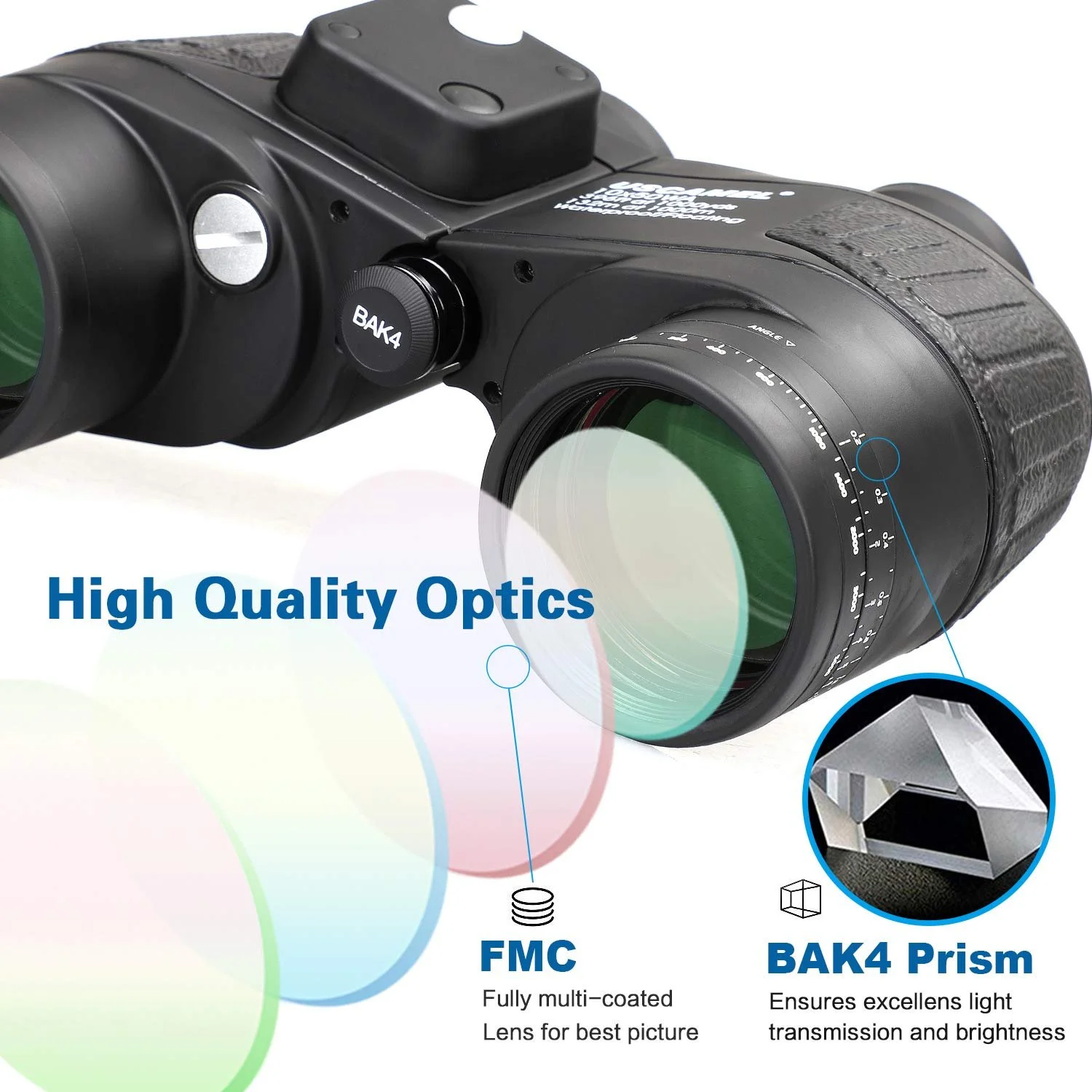 Бінокль USCAMEL 10x50 Kompakt HD Military Multifunction Compass Black, фото №6