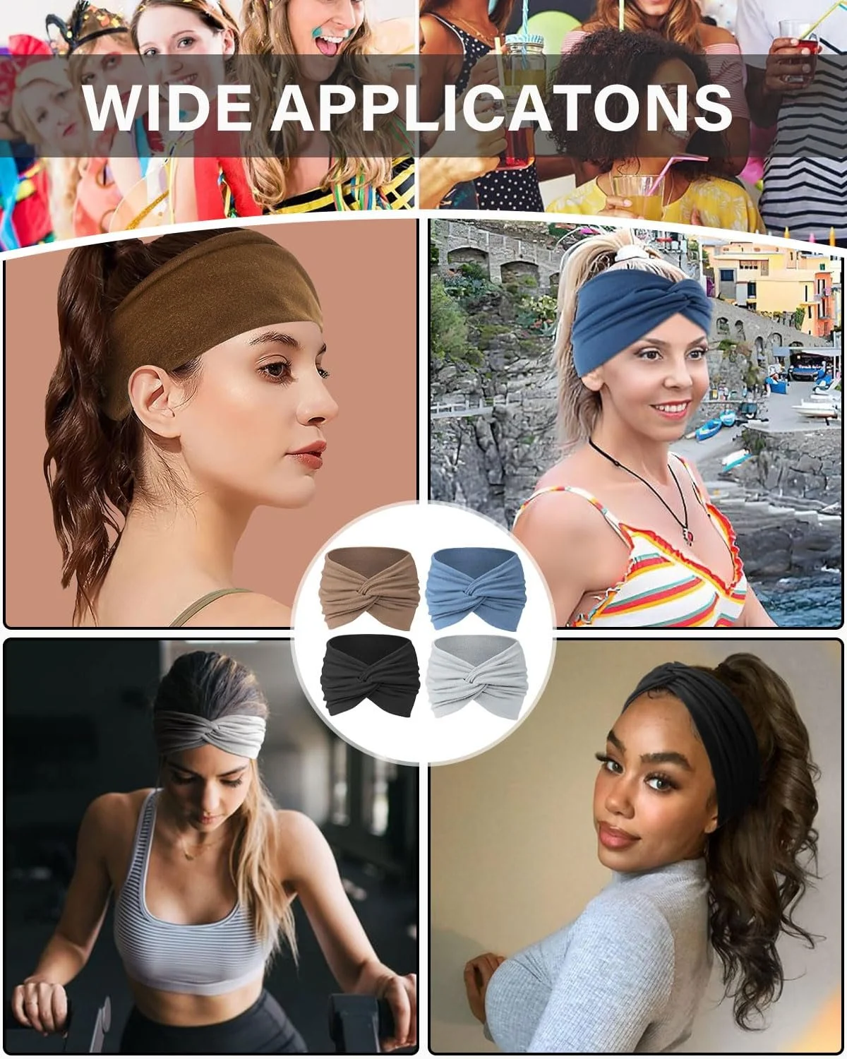 Пов'язка на голову Еластична М'яка Широка Однотонна, фото №6
