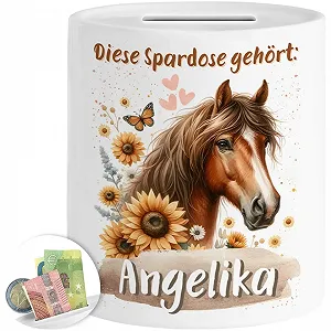 Скарбничка Horse Money Box керамічна біла персоналізована з конем - Фото 1