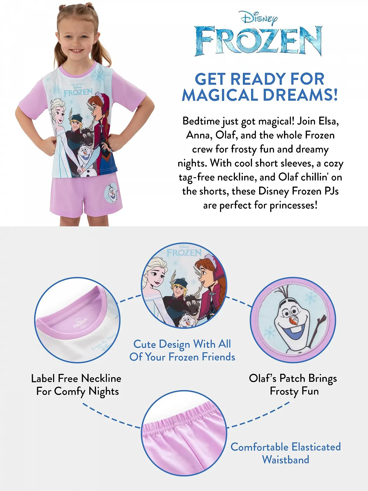 Піжама Disney Frozen з короткими рукавами для дівчаток, фото №5 Піжама Disney Frozen з короткими рукавами для дівчаток, фото №5
