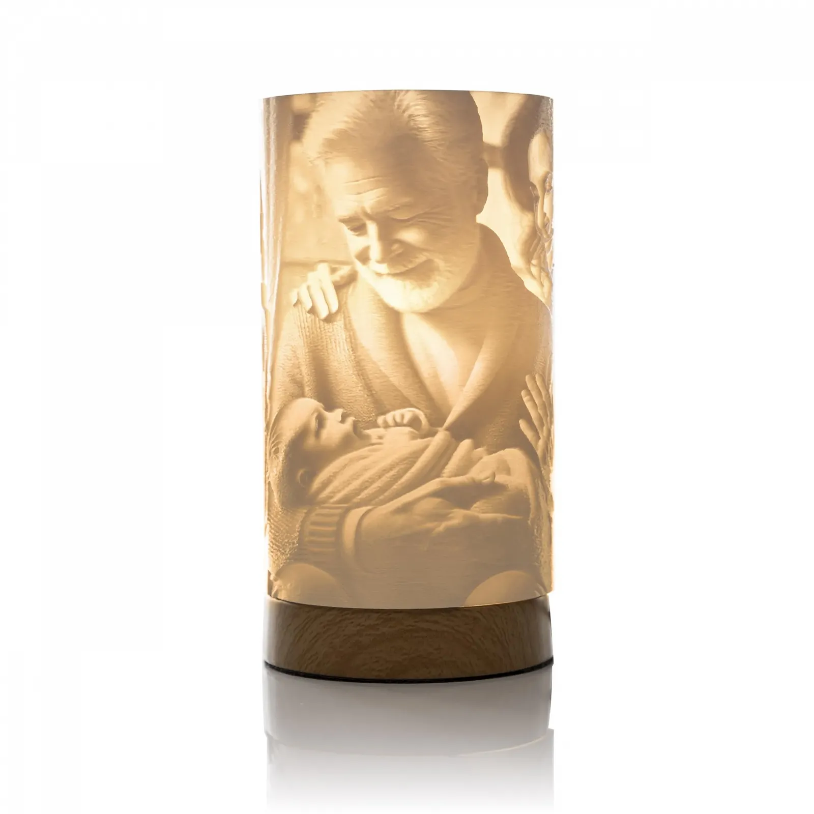 Настільна лампа Slim Loom персоналізована з 3D-плафоном LED на дерев'яній основі, фото №1