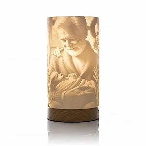 Настільна лампа Slim Loom персоналізована з 3D-плафоном LED на дерев'яній основі - Фото 1