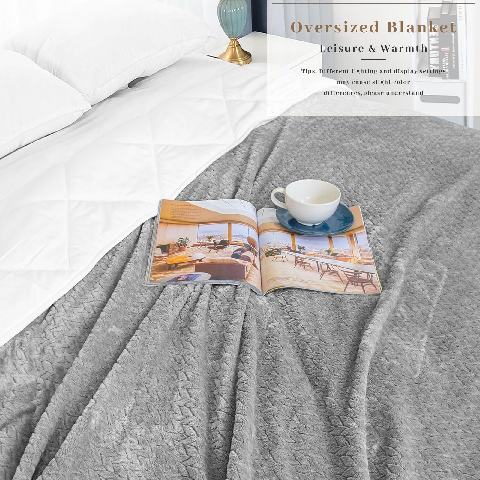 Покривало Homebliss М'яка 150 x 200 см, Флісова, Пухнаста, Світло-сіра, фото №3 Покривало Homebliss М'яка 150 x 200 см, Флісова, Пухнаста, Світло-сіра, фото №3