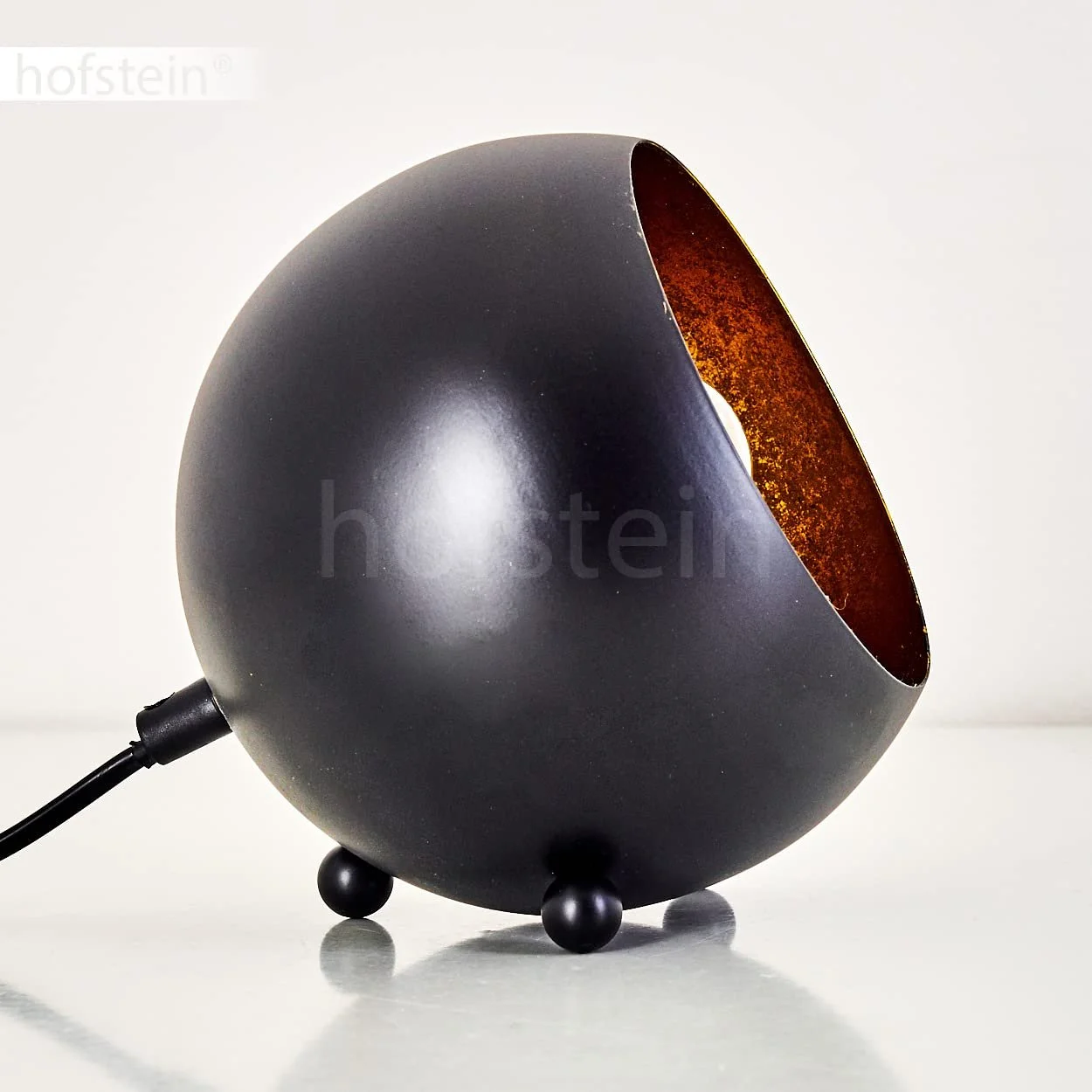 Настільна лампа Hajo сучасна металева приліжкова ретро 1 x E14 діаметр 15 см з вимикачем на кабелі Чорно-золота, фото №7