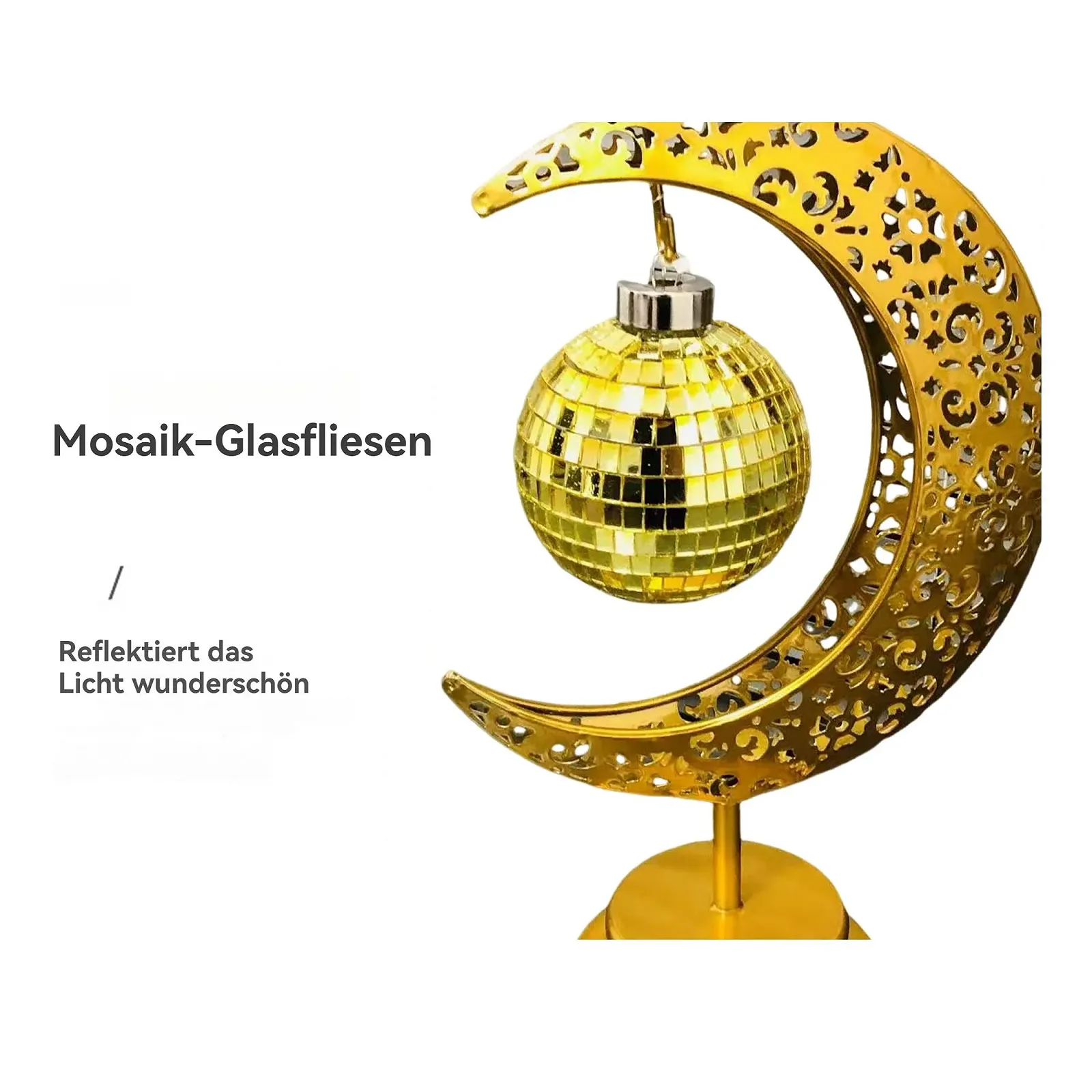 Настільна лампа Moon Металева Бездротова LED USB Золотиста, фото №3