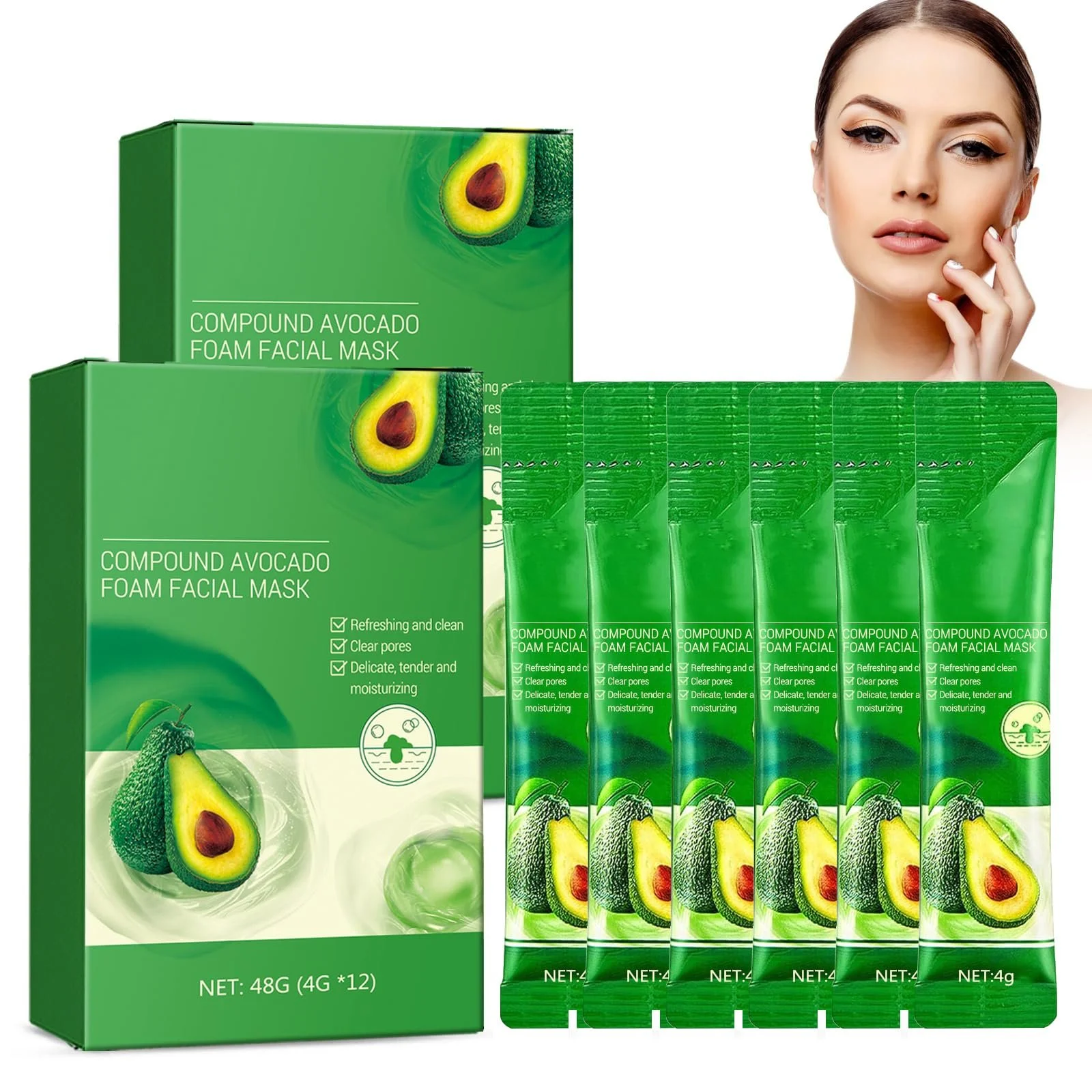 Маска для обличчя пінна очищуюча з авокадо, для глибокого очищення, 24 шт, фото №1 Маска для обличчя пінна очищуюча з авокадо, для глибокого очищення, 24 шт, фото №1