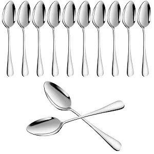 Набор из 12 суповых ложек из нержавеющей стали Прочные столовые приборы с эргономичной ручкой Цвет: серебристый - Фото 1