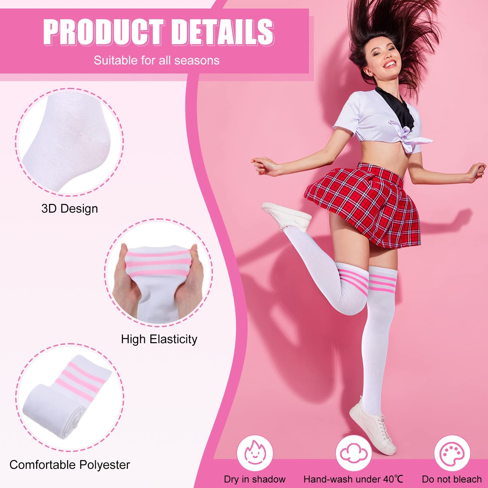 Гольфы SatiniOR Overknee в полоску (3 пары), фото №3