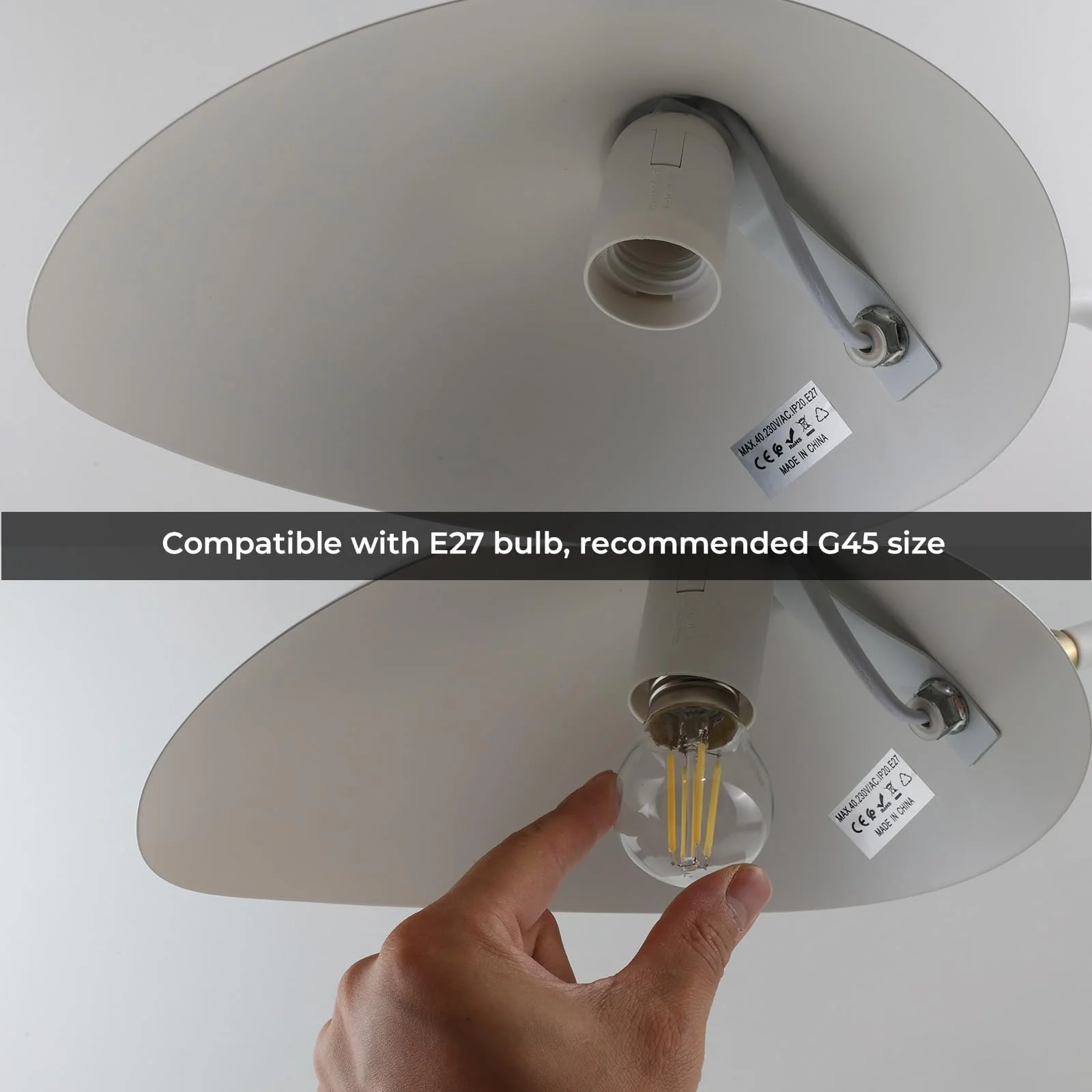 Настільна лампа Alpinaluz Nordica тринога з поворотним плафоном біла E27, фото №8