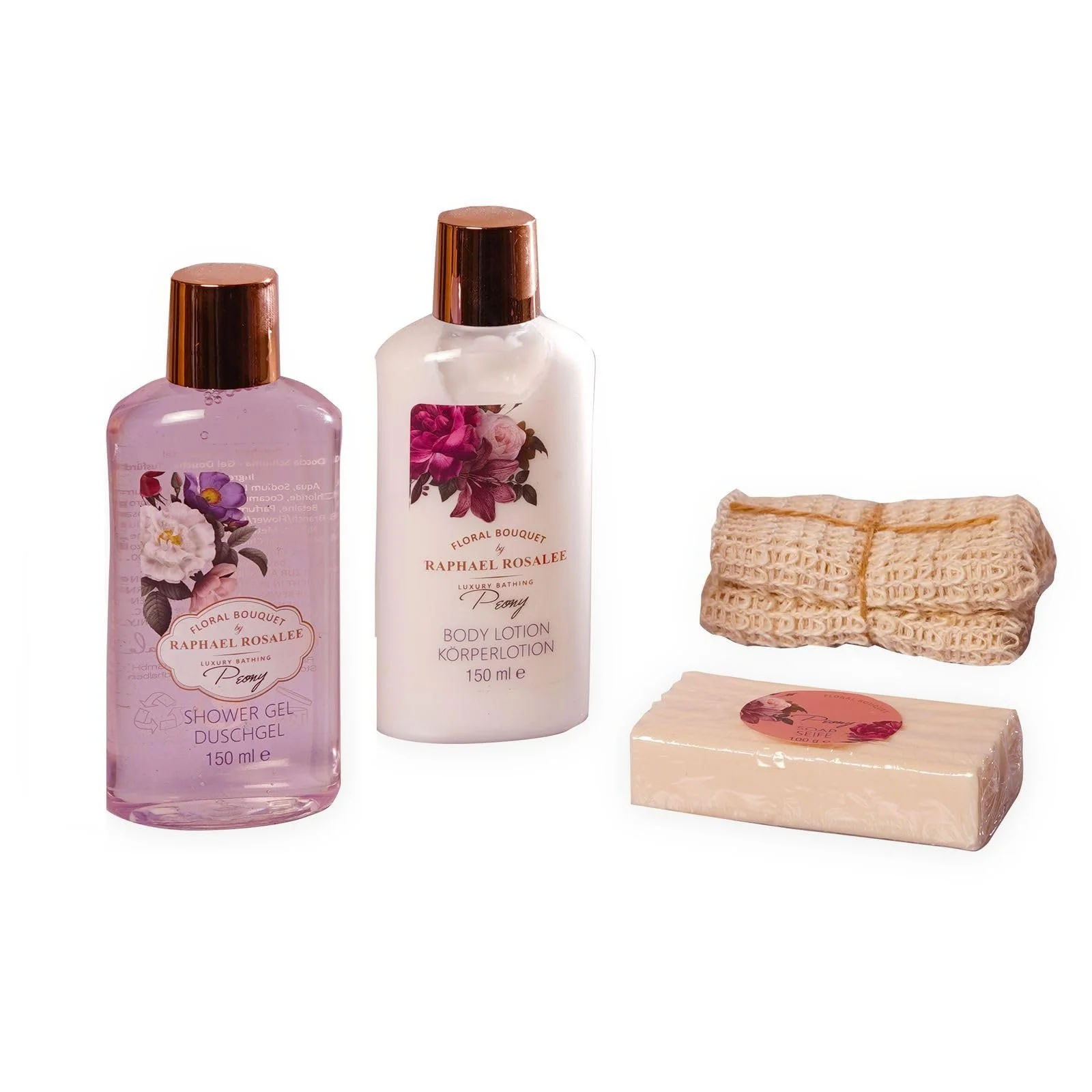 Набір для ванни та догляду Flowers No. 223 (4 предмети) з півонією, фото №3