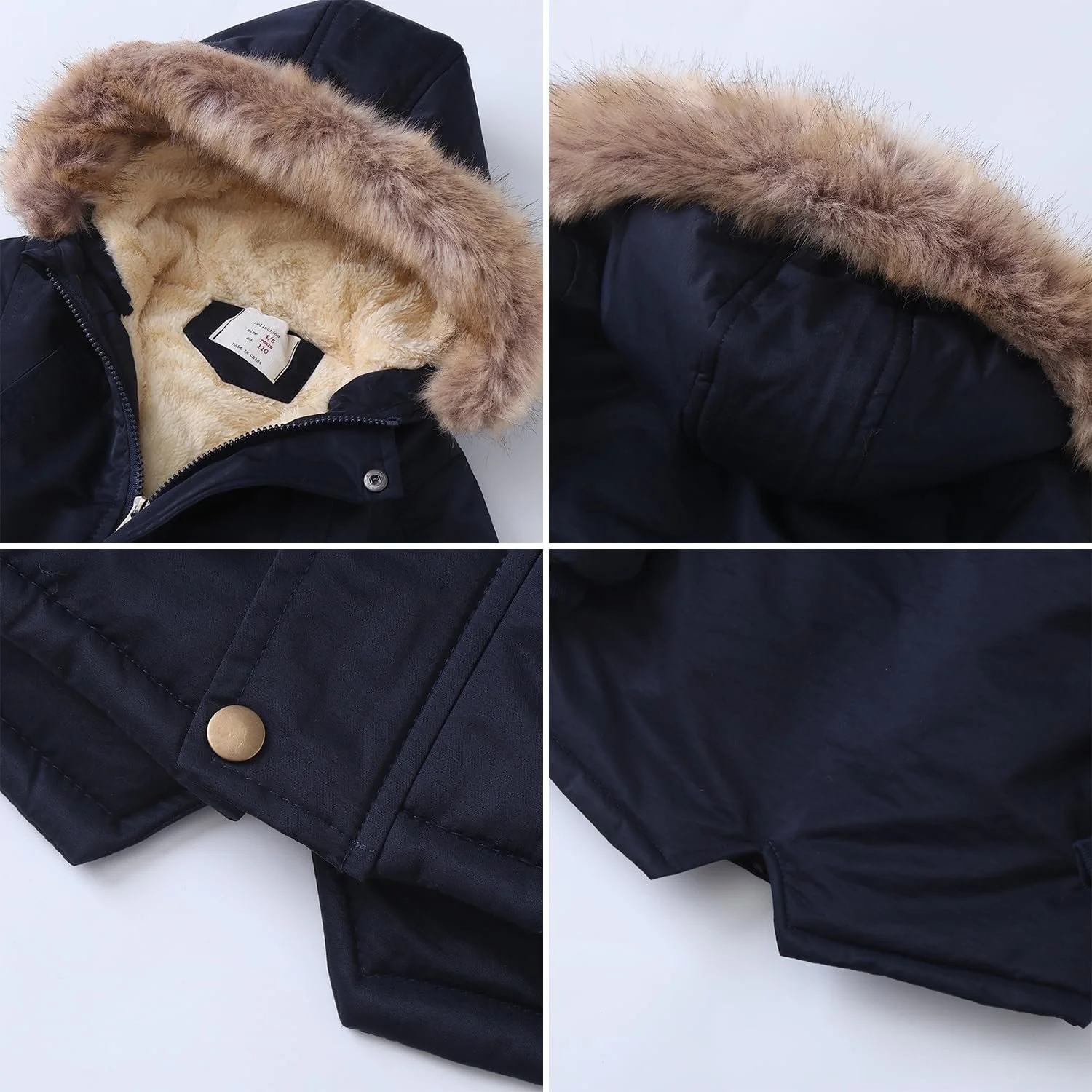 Дитяча зимова тепла флісова куртка з капюшоном зі штучним хутром, фото №7 Дитяча зимова тепла флісова куртка з капюшоном зі штучним хутром, фото №7