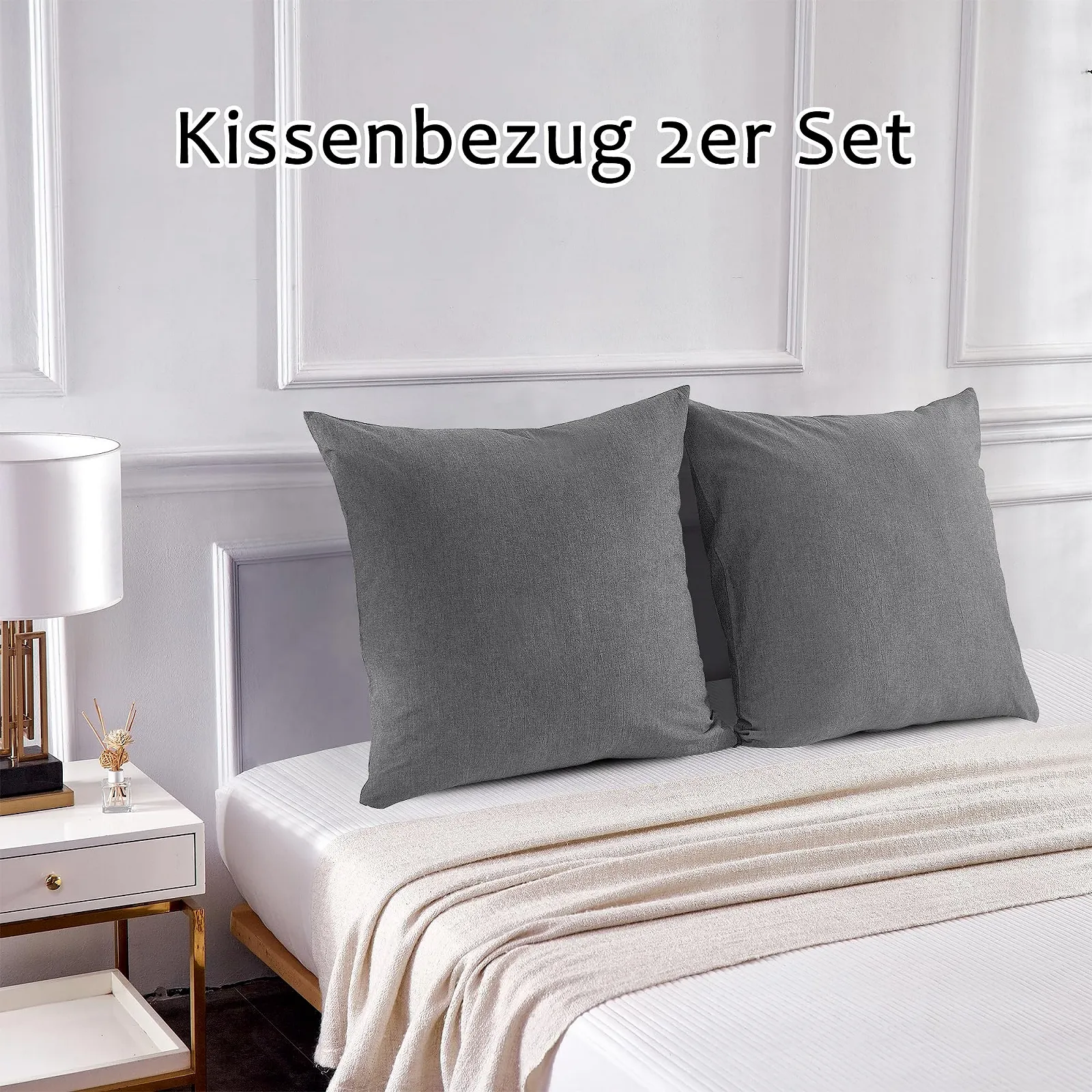 Наволочка TOCOMOA 40 x 40 см, набор 2 шт. Хлопок 100% Темно-серый, фото №5 Наволочка TOCOMOA 40 x 40 см, набор 2 шт. Хлопок 100% Темно-серый, фото №5