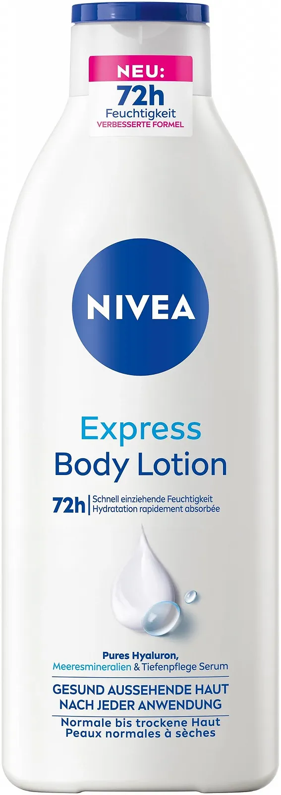 Лосьйон для тіла NIVEA Express Зволожуючий з гіалуроном, морськими мінералами та сироваткою NIVEA Deep Care Serum 400 мл, фото №1