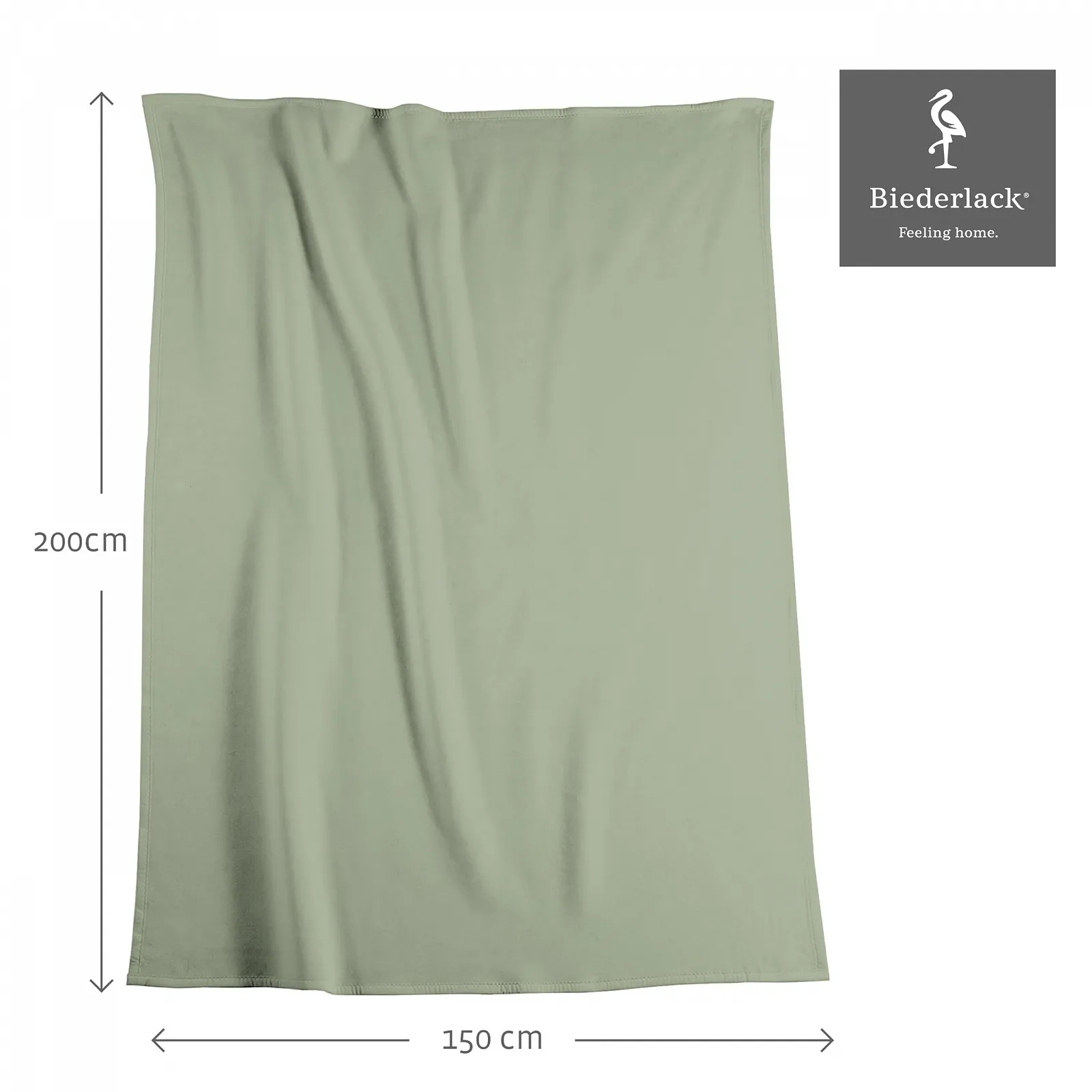 Одеяло Biederlack Fluffy Мягкое Из хлопка и полиакрила, Сделано в Германии, Oeko-Tex Made in Green, Экологически чистое, Однотонное Хлопковое одеяло - Шалфей, Одеяло для дивана 150 x 200 см, фото №2