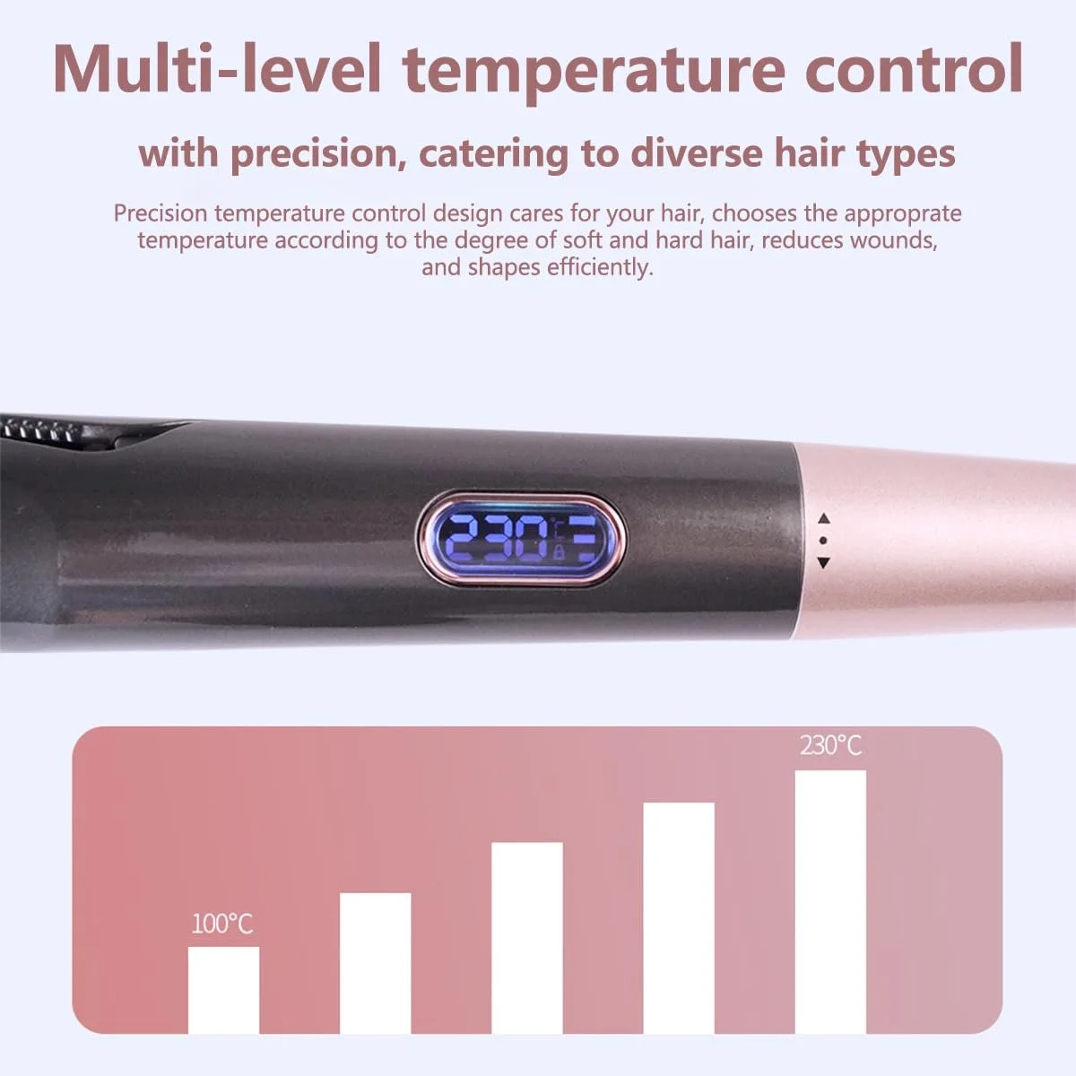 Выпрямитель и плойка 2 в 1 LCD-дисплей, 10 уровней температуры (140-230°C), плавающие 3D-пластины, фото №4