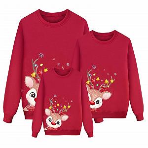 Рождественский свитшот для семьи, повседневный, 2024, с длинными рукавами, праздничный, теплый, женский, свободного кроя, модный, снежинки - Фото 1