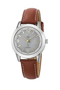 Аналоговий годинник ETT Eco Tech Time Funk Solar ELS-11495-12L, жіночий, шкіряний ремінець, коричневий, стрічка - Фото 1