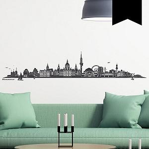 Настінна наклейка WANDKINGS Skyline Hannover 130 x 26 см Чорна - Фото 1