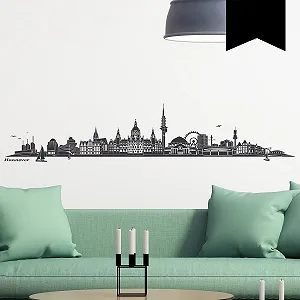 Настінна наклейка WANDKINGS Skyline Hannover 130 x 26 см Чорна - Фото 1