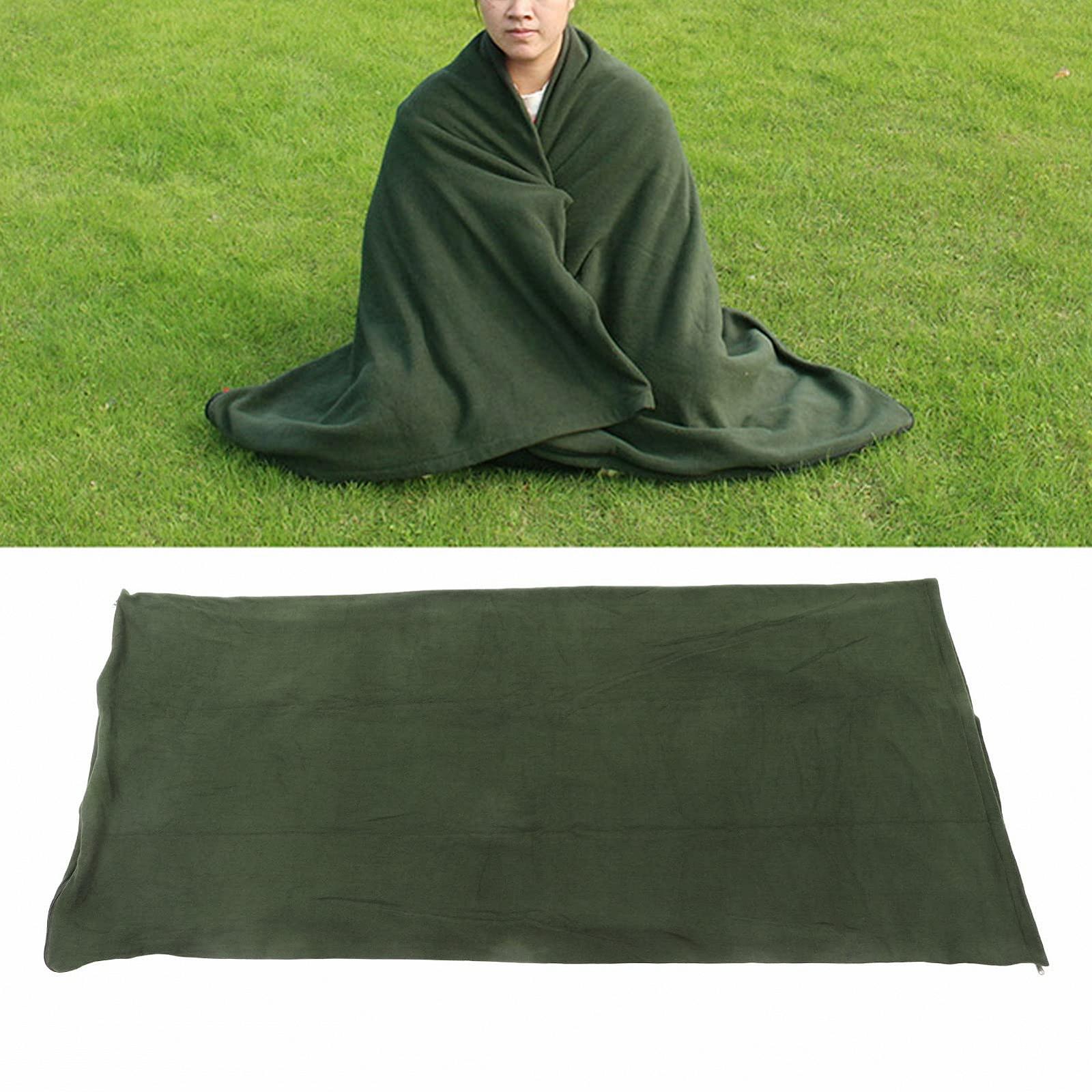 Спальный мешок Qukaim Fleece для взрослых портативный для кемпинга туризма и восхождений зеленый, фото №3