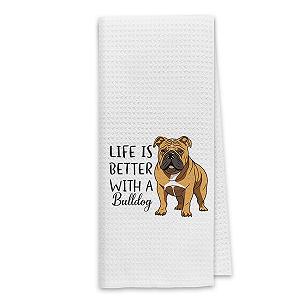 Рушник кухонний Dibor Life is Better with A Bulldog Вафельний - Фото 1