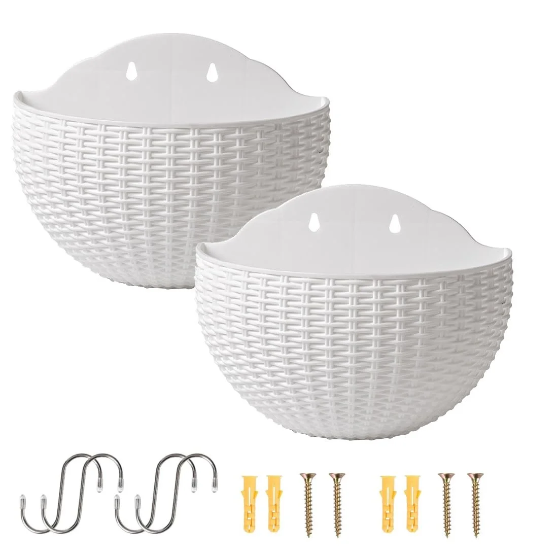 Настінне кашпо 2 шт. Пластик Напівкругле Білий, фото №1 Настінне кашпо 2 шт. Пластик Напівкругле Білий, фото №1