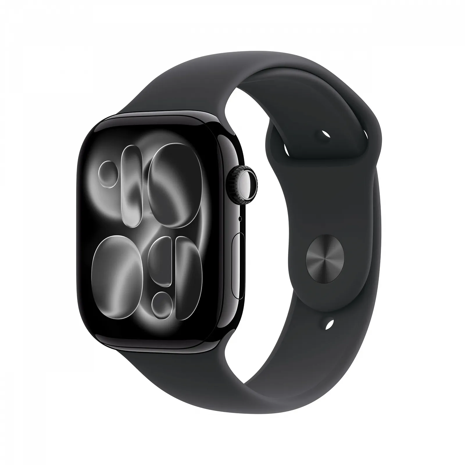 Apple Watch Series 11 GPS + Cellular 46 мм Смарт-часы с алюминиевым корпусом цвета бриллиантовый черный и спортивным ремешком черного цвета (M/L), фото №1
