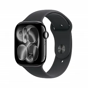 Apple Watch Series 11 GPS + Cellular 46 мм Смарт-часы с алюминиевым корпусом цвета бриллиантовый черный и спортивным ремешком черного цвета (M/L) - Фото 1