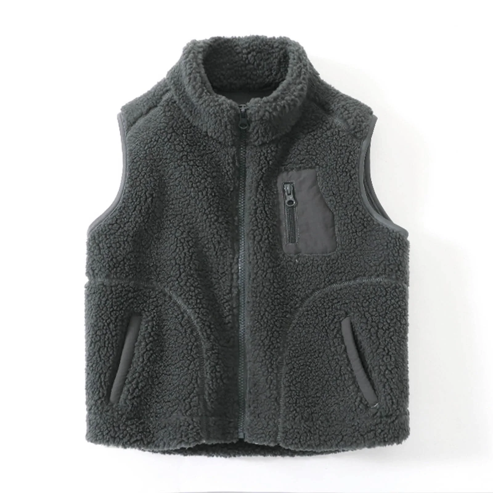 Жилет Teddy Fleece Детский Девочки Зимний Безрукавка стеганый Детский Флисовая Куртка Без рукавов на молнии Пушистый Жилет Куртка Плюшевый Жилет Переходная Куртка Верхняя одежда Флисовый Жилет, фото №2