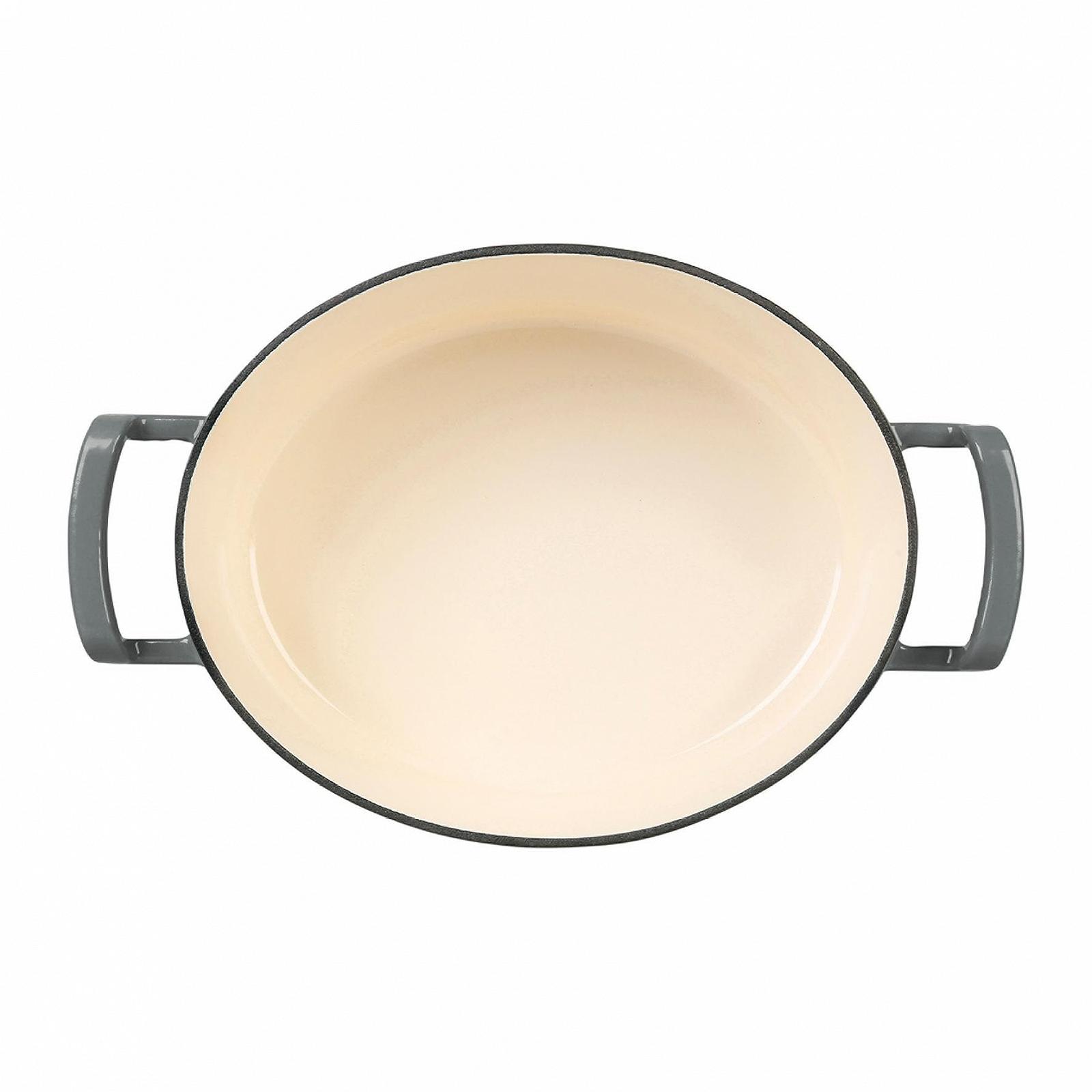 Кастрюля-кассероль Sitram Sitrabella 26 см 4 л Чугунная эмалированная Овальная Серая/Белая, фото №3