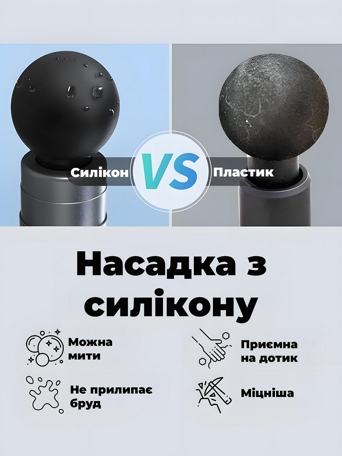 Портативний ручний масажер для тіла, м'язовий масажний пістолет, ударний вібраційний масажер, перкусійний масажер Zabobon TouchPulse, фото №2