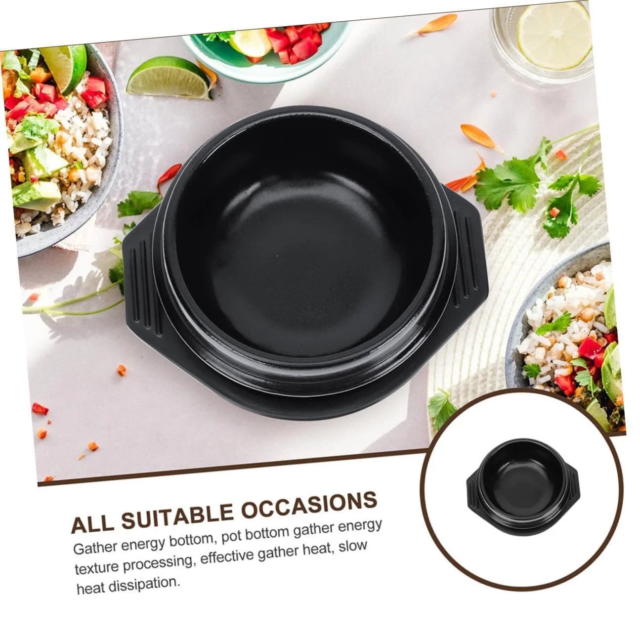 Кастрюля VALICLUD керамическая с термостойкой подставкой для бибимбапа и супа, фото №2 Кастрюля VALICLUD керамическая с термостойкой подставкой для бибимбапа и супа, фото №2