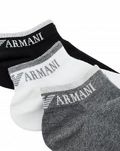 Шкарпетки гомілкові Emporio Armani Basic Cotton 3-Pack Black One Size synthetic.ua - Фото 1