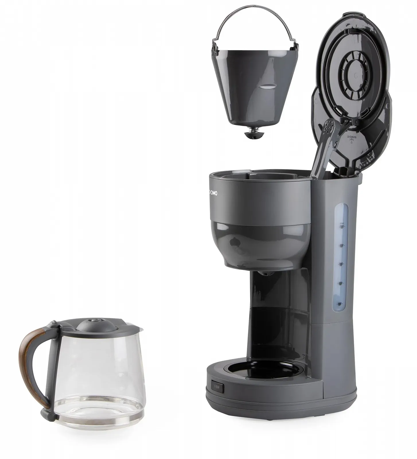 Капельная кофеварка DOMO Wood You Series DO754K 1,25 л 10 чашек Матовый серый с отделкой под дерево, фото №5